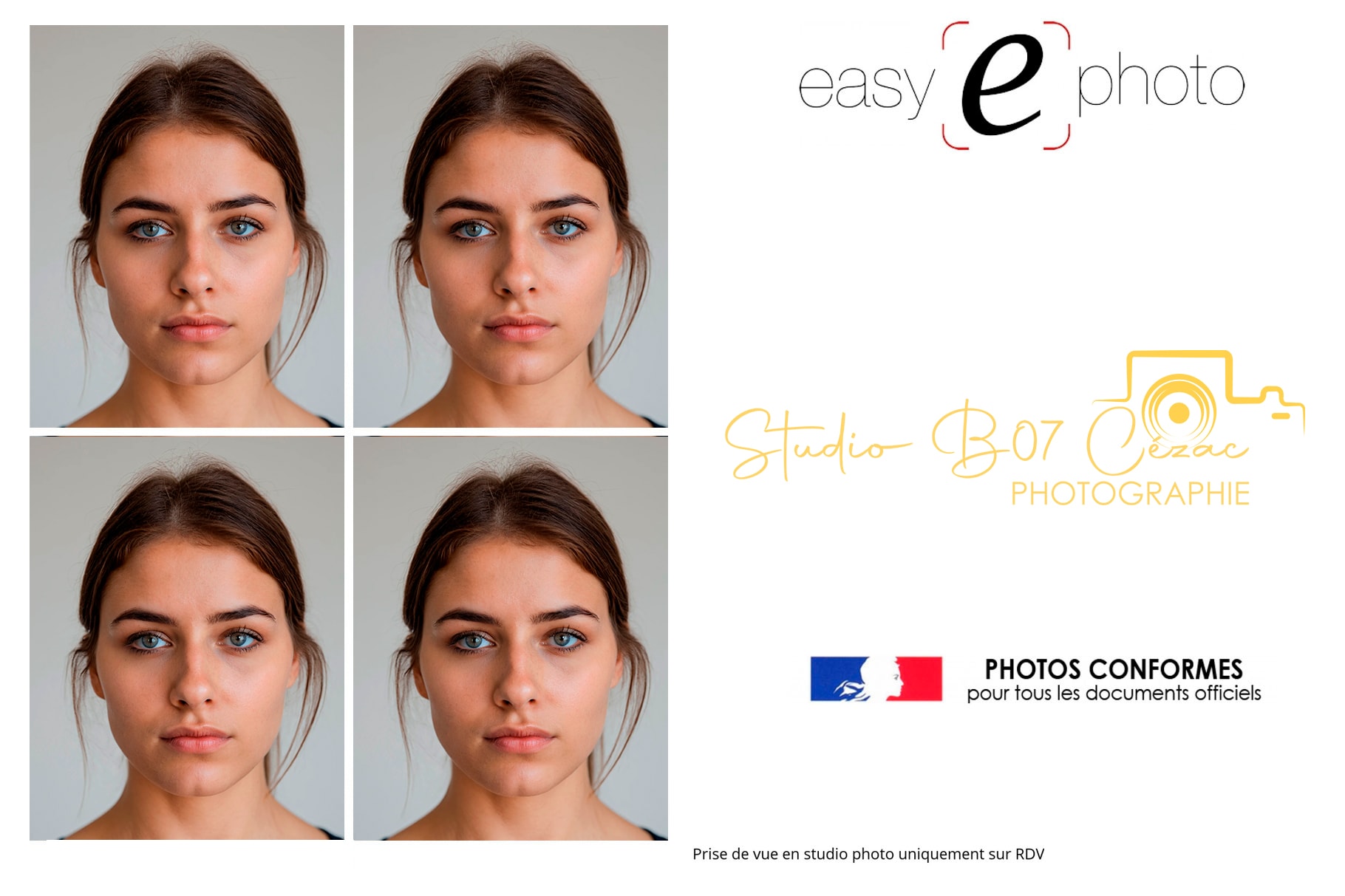 Photo d'identité CNI et passeport conforme aux normes officielles françaises - Studio B07 Cézac