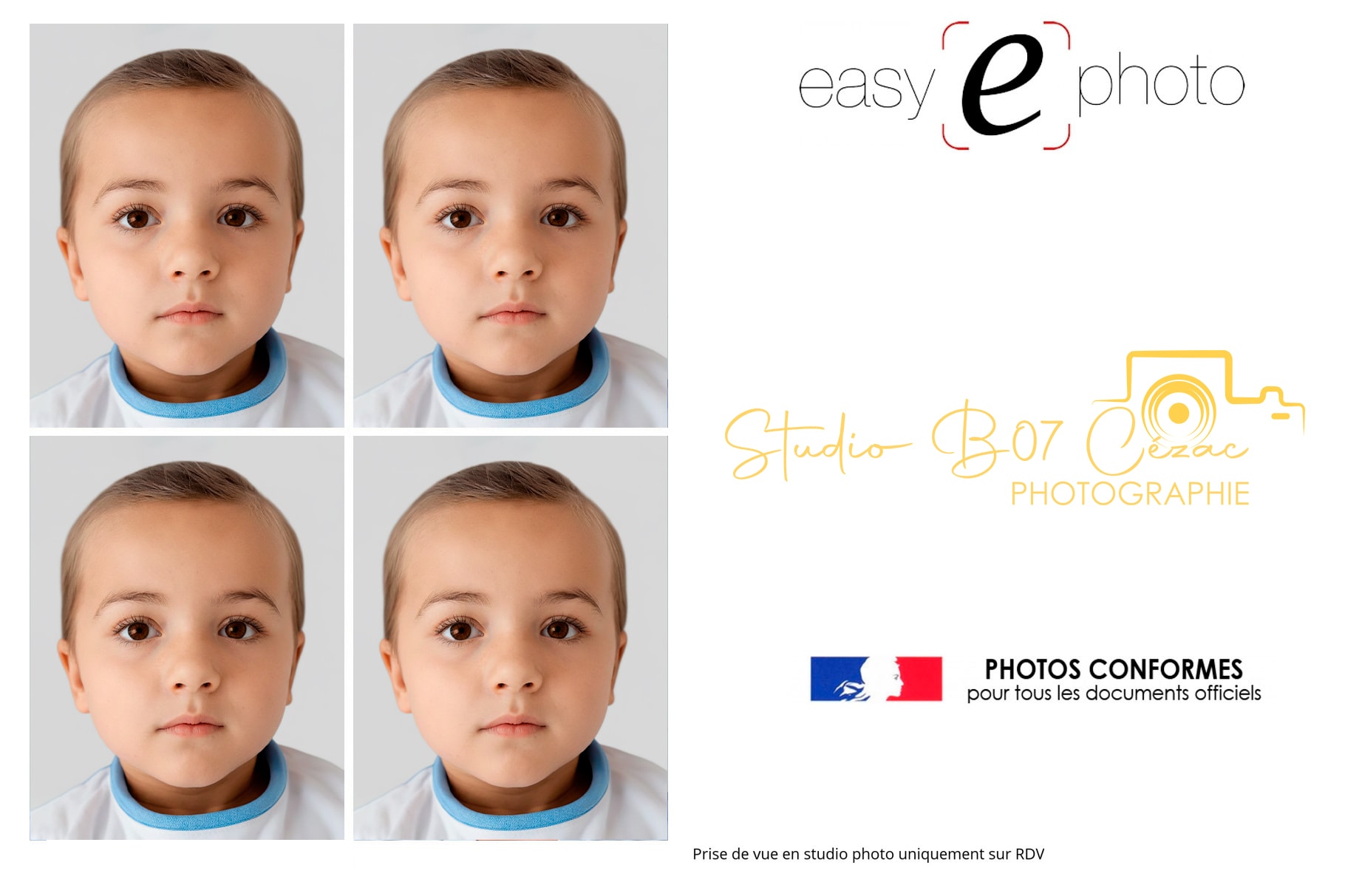 Photo d'identité enfant de moins de 3 ans pour CNI et passeport - Studio B07 Cézac