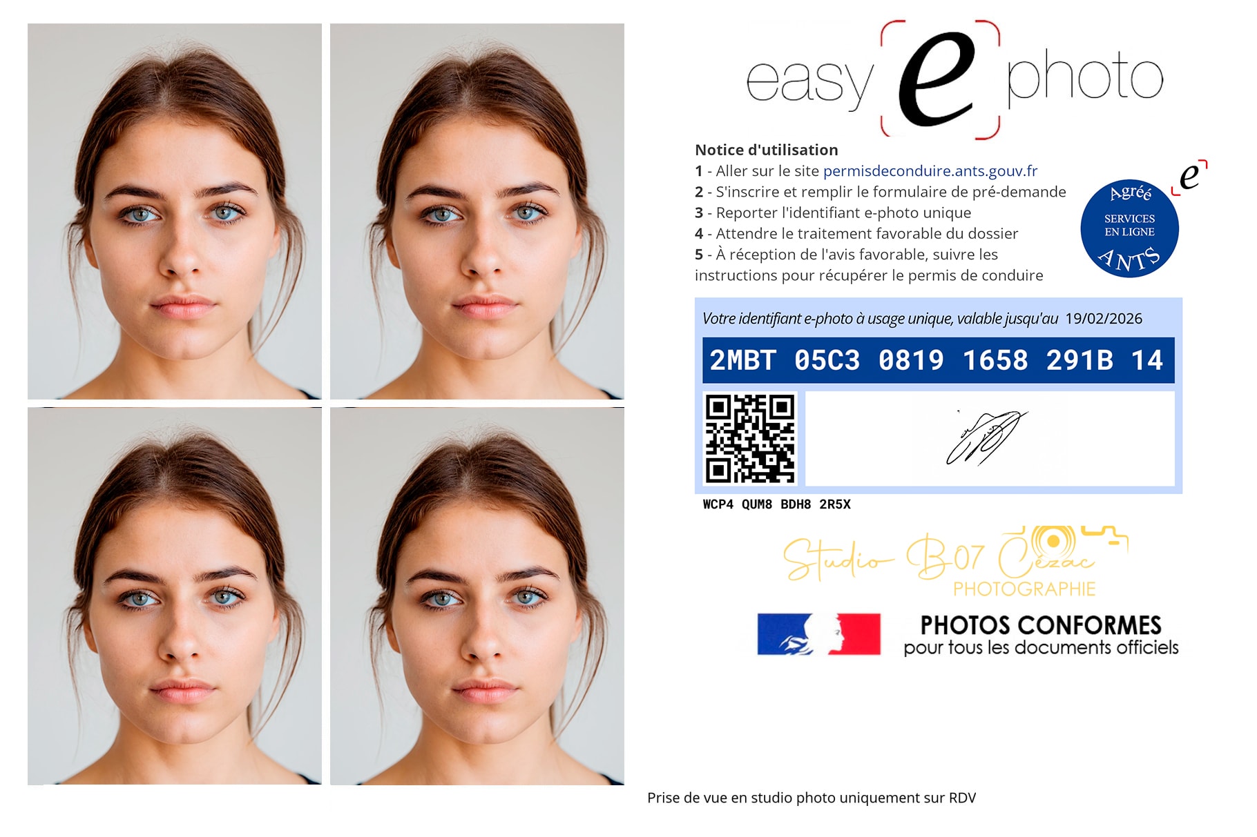 Carte d'identité française tenue en main - photo d'identité conforme Studio B07 Cézac